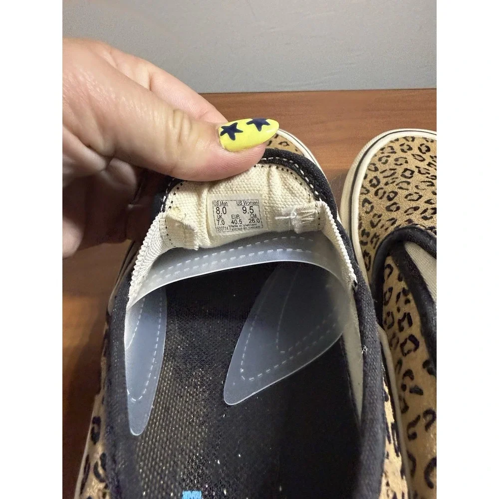 VANS WOMENS Mini Leopard Print SF Slip-On Sneakers Suede Marshmallow Size 9.5